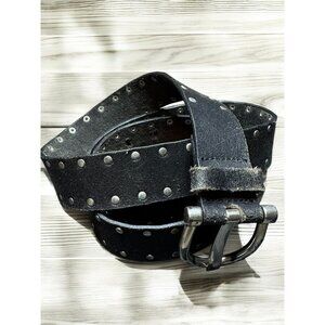 Calvin Klein Jeans Black Leather Belt With Silver Rivets